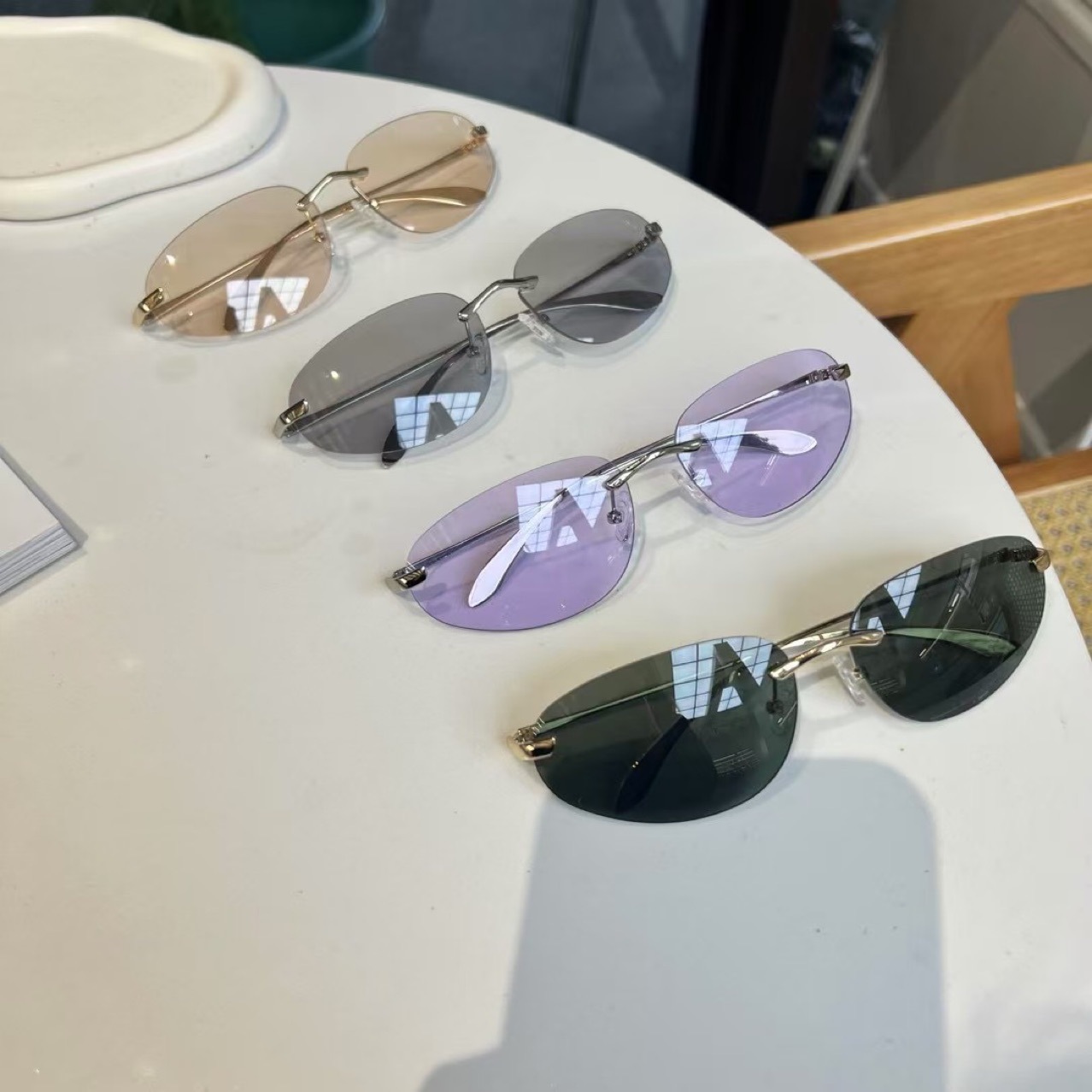 Sunglasses Cat Eye - Okulary przeciwsłoneczne bez oprawek UV400, minimalistyczne