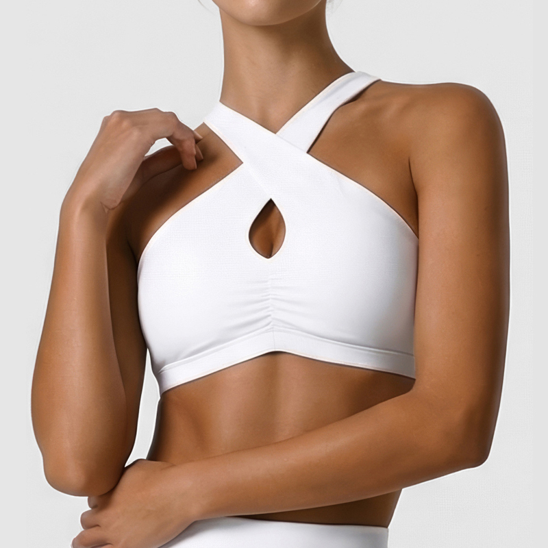 Crop Top Crochet - Damska miękka sportowa bielizna, jednolity kolor,