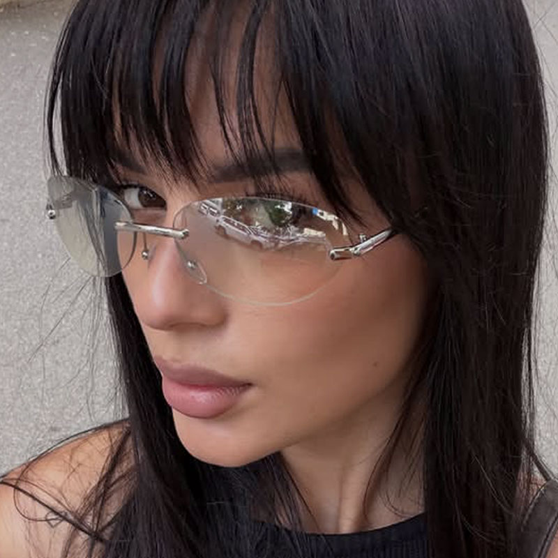 Sunglasses Cat Eye - Okulary przeciwsłoneczne bezramkowe owalne dla kobiet