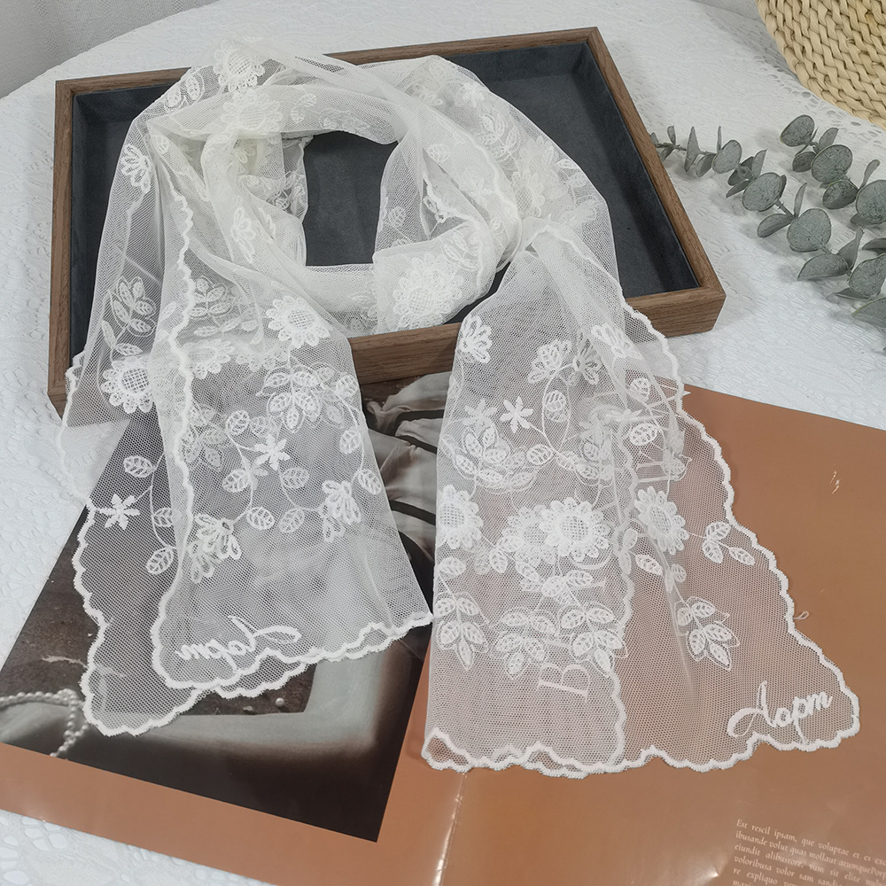 Headband Summer Knit - Koronkowy słonecznikowy jedwabny szalik wróżka temperamentna
