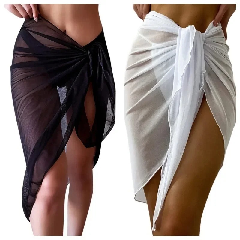 Cover Up Kaftan - Letnia Sukienka Plażowa Kopertowa Przezroczysta Koperta