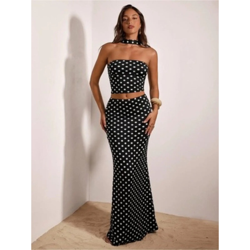 Damski zestaw w stylu retro Y2 – Crop Top Crochet recenzja i cena