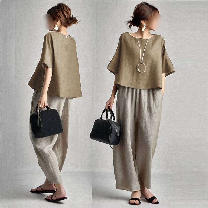 Damskie komplety spodniowe dwu – Linen Pant Wide recenzja i cena